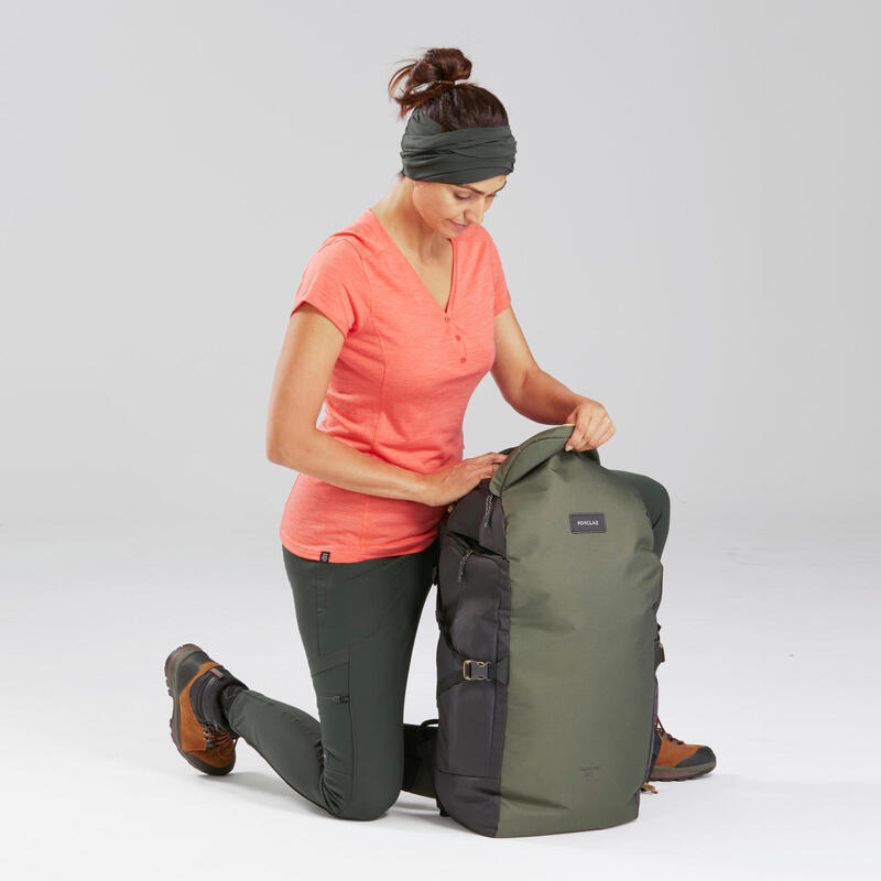 Women's Trek Reinforced & Multipocket Leggings Travel 500 - Khaki