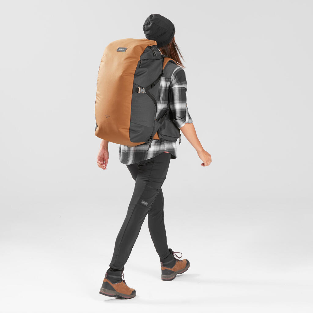 Svetlosive ženske izdržljive helanke za treking TRAVEL 500