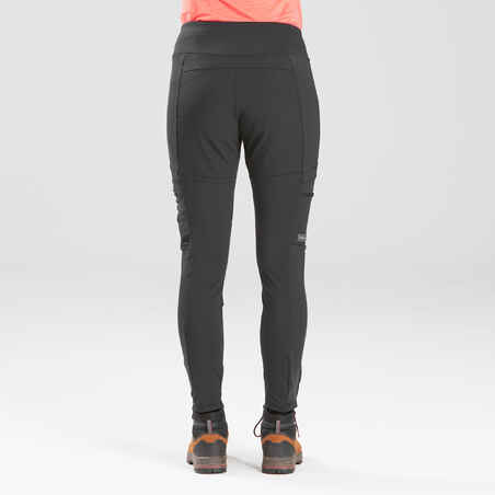 Women's Travel Trekking Reinforced & Multi-Pocket Leggings | TRAVEL 500 Black