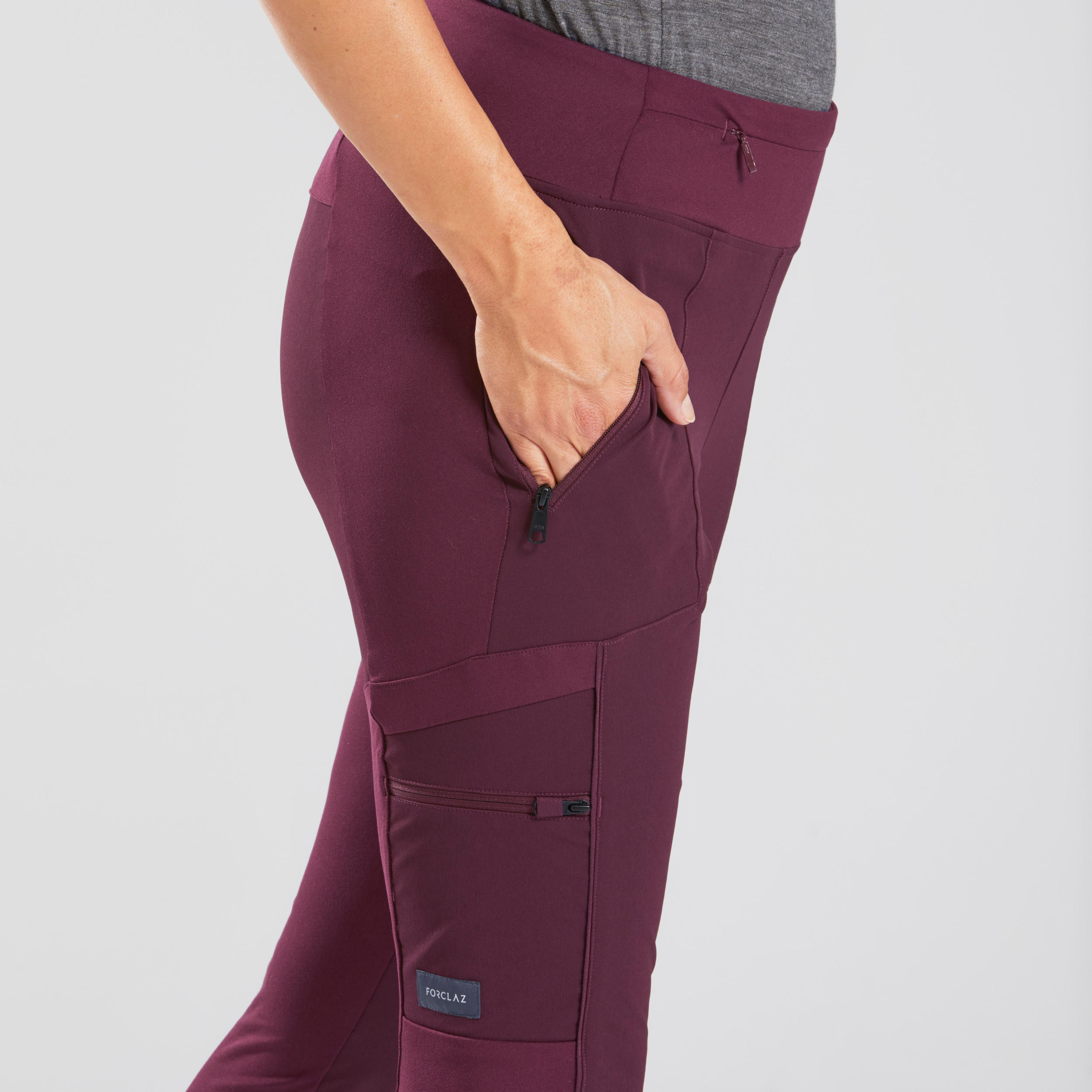 

Women's Trek Reinforced & Multi-Pocket Leggings Travel 500 - Maroon -  By FORCLAZ | Decathlon