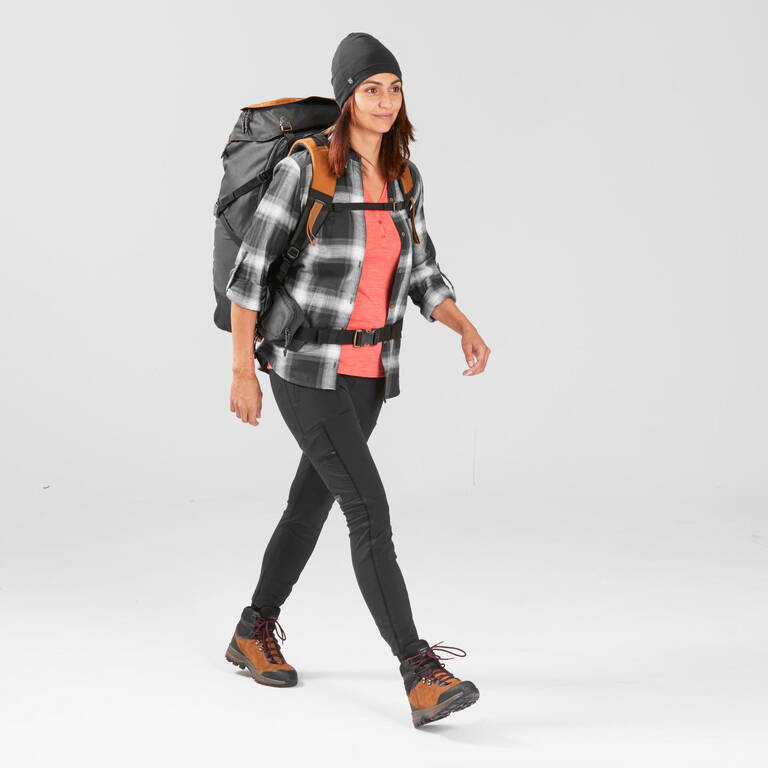 Women's Travel Trekking Reinforced & Multi-Pocket Leggings | TRAVEL 500 Black