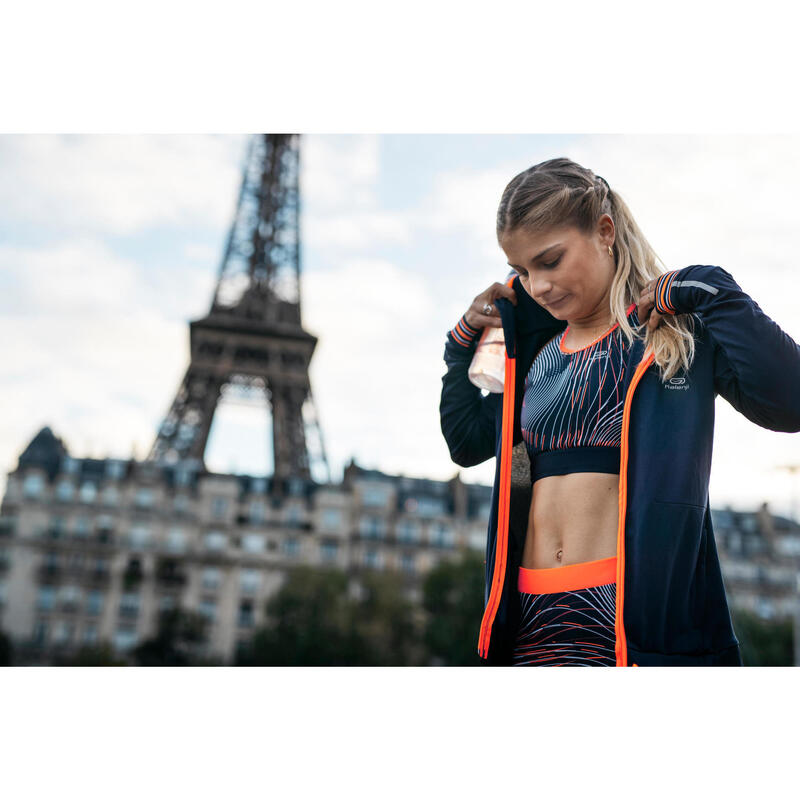 BRASSIERE D'ATHLETISME FEMME BLEUE ET ORANGE