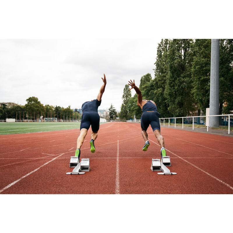 Spikes Leichtathletikschuhe AT SPRINT für Sprints blau/gelb