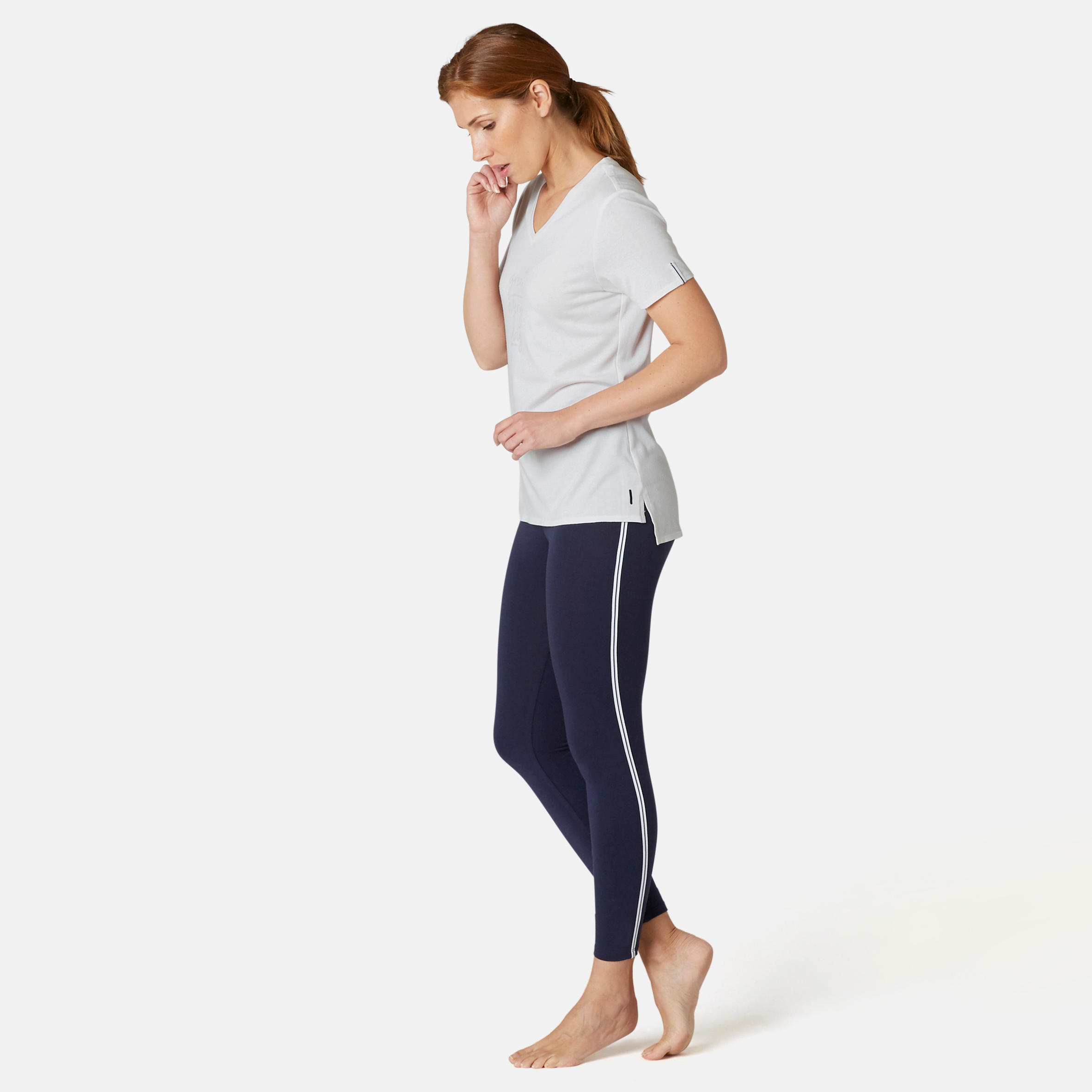 Women's Pilates & Gentle Gym Sport T-Shirt 510 - White Print 2/6