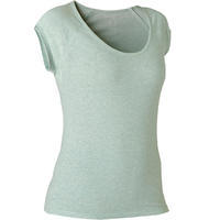 T-shirt Sport Pilates Gym Douce Femme 500 Slim Vert