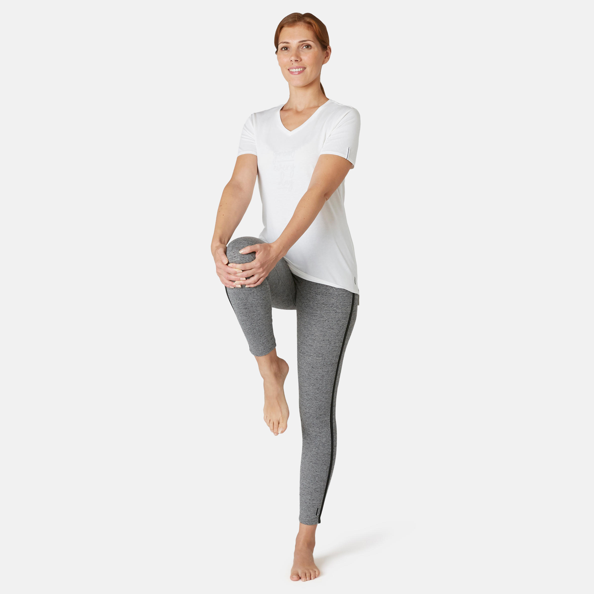 Women's Slim-Fit Pilates & Gentle Gym Sport 7/8 Leggings 510 - Grey 3/9