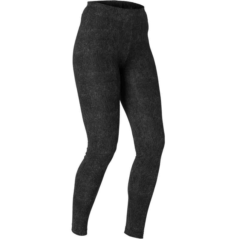 Women's Slim-Fit Fitness Leggings Fit+ 500 - Black Print