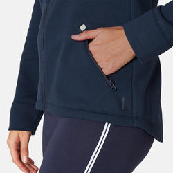 Sweat Zippé col haut Fitness Bleu Marine