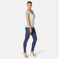 Women's Slim-Fit Fitness Leggings Fit+ 500 - Blue Print