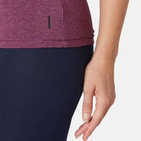 Women's Pilates & Gentle Gym Slim-Fit T-Shirt 500 - Purple