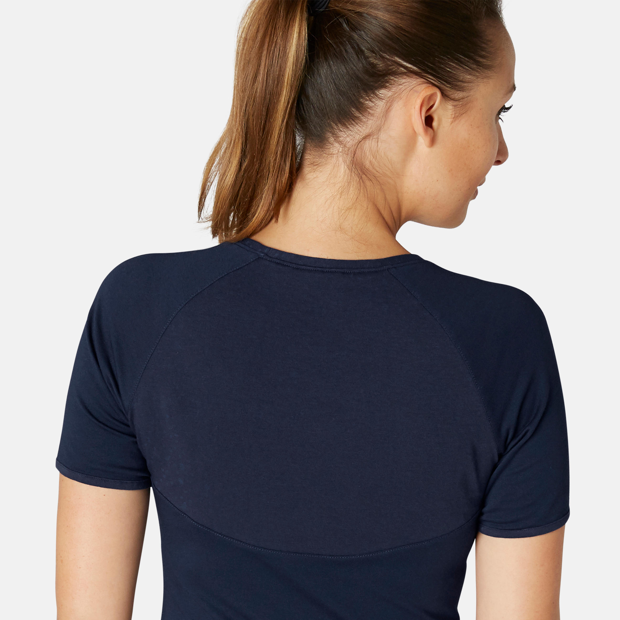 Women's Pilates & Gentle Gym T-Shirt 530 - Navy Blue 6/8