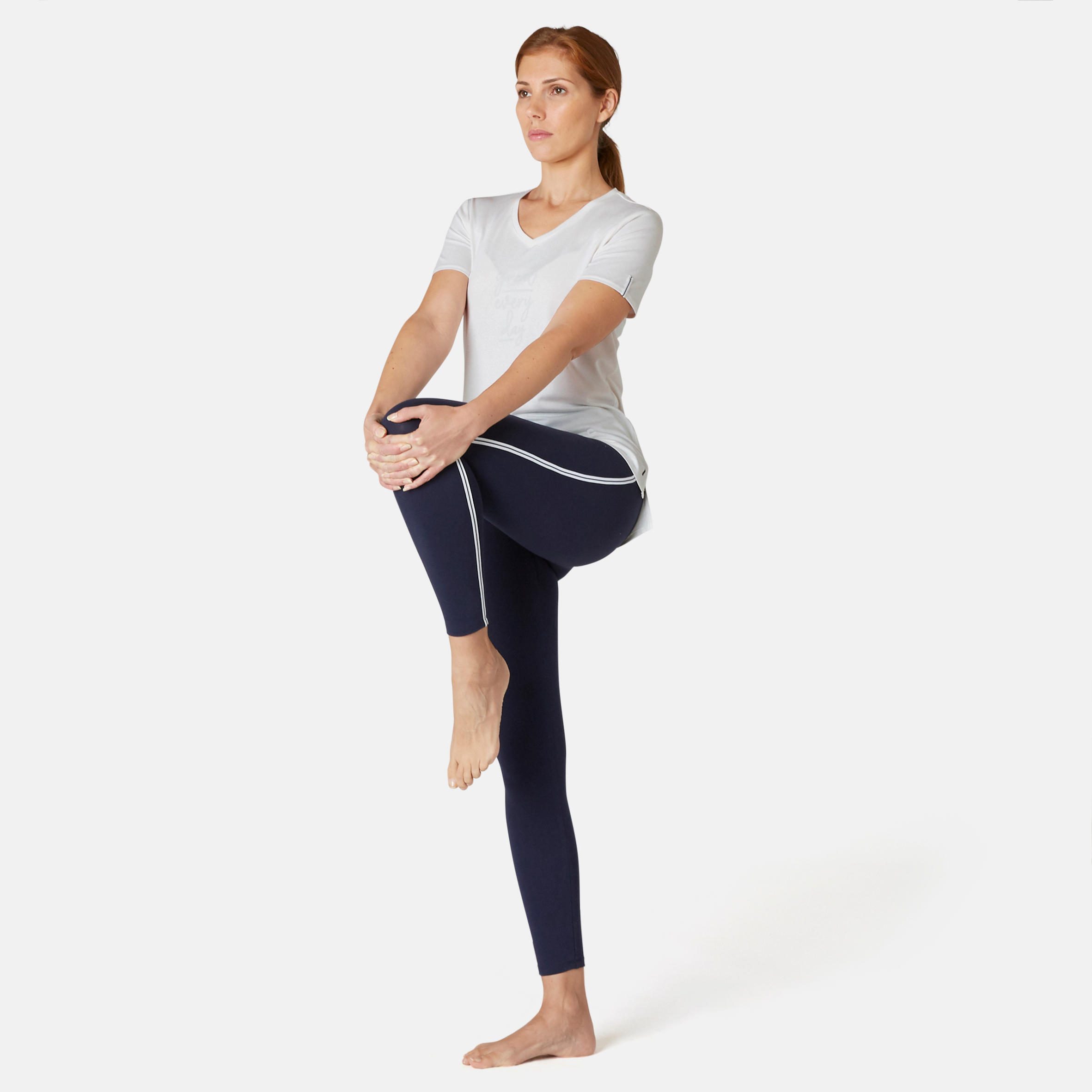 Women's Pilates & Gentle Gym Sport T-Shirt 510 - White Print 3/6