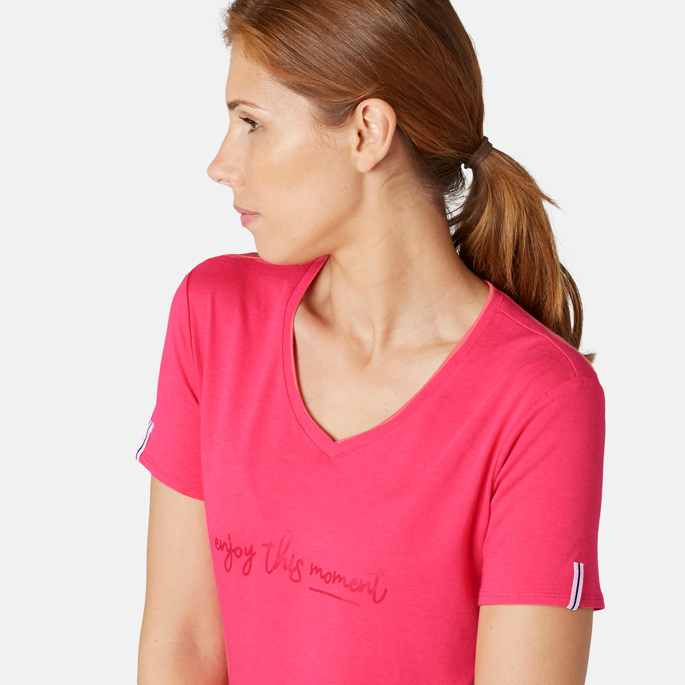 Women's Pilates & Gentle Gym Sport T-Shirt 510 - Pink Print 5/7
