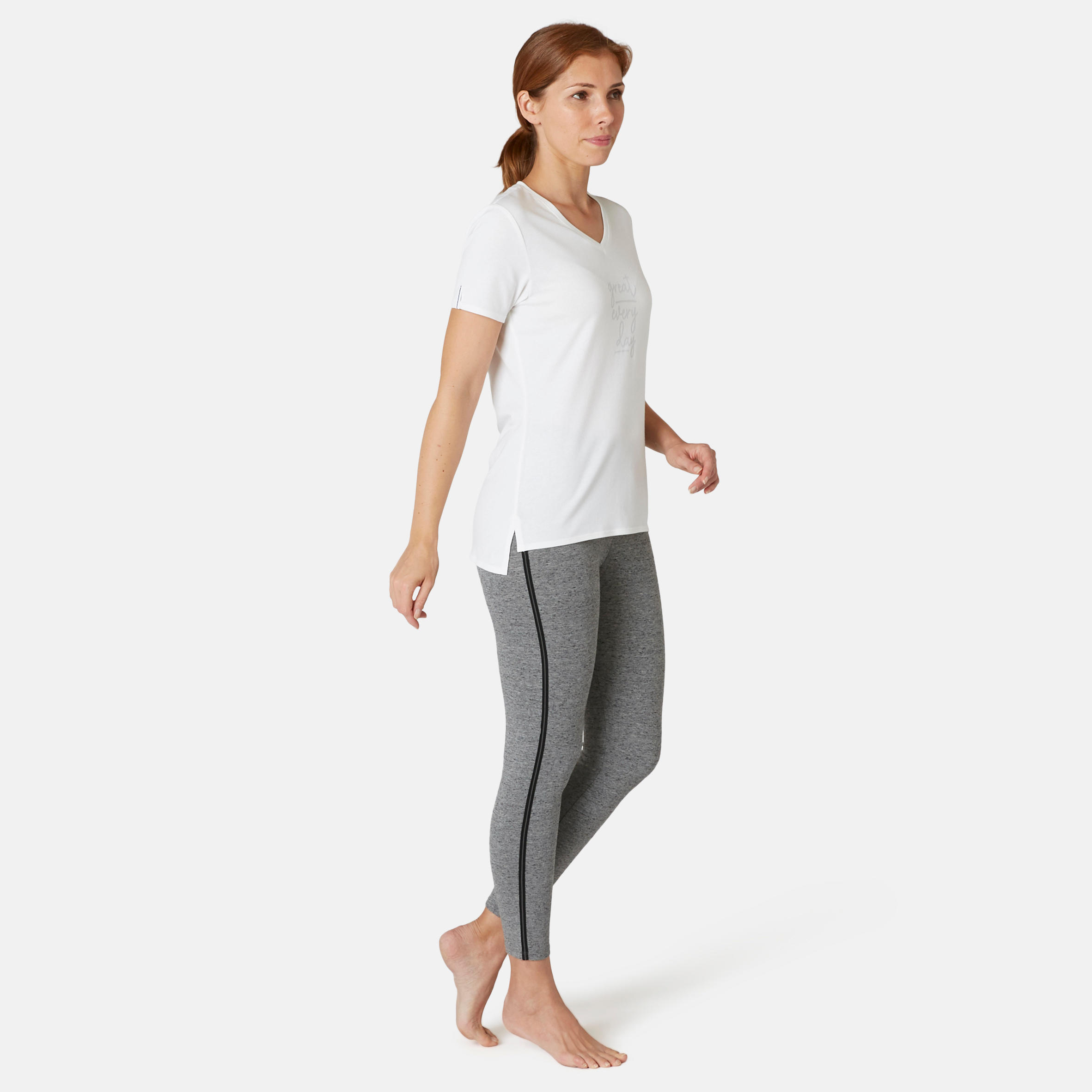 Women's Slim-Fit Pilates & Gentle Gym Sport 7/8 Leggings 510 - Grey 2/9