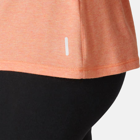T-shirt fitness manches courtes col rond coton extensible femme - 500 Orange