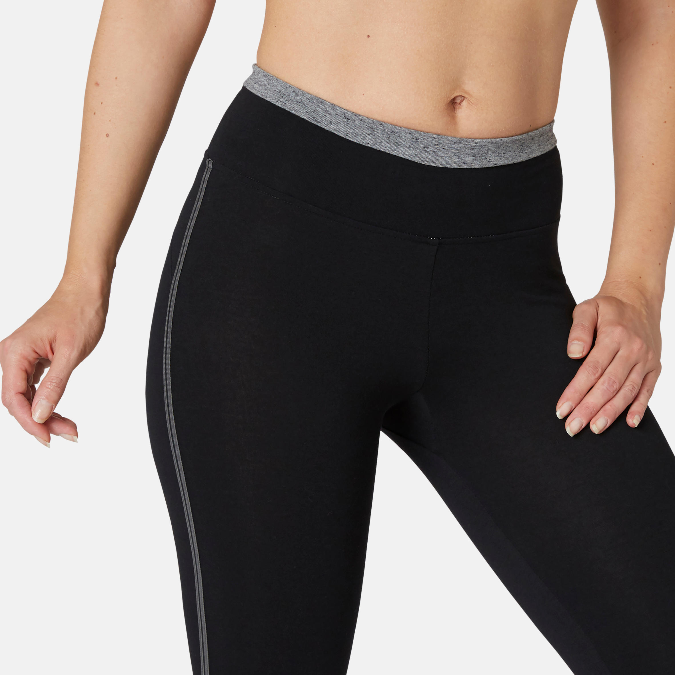 Stretchy Cotton Fitness Cropped Bottoms - Black 6/8