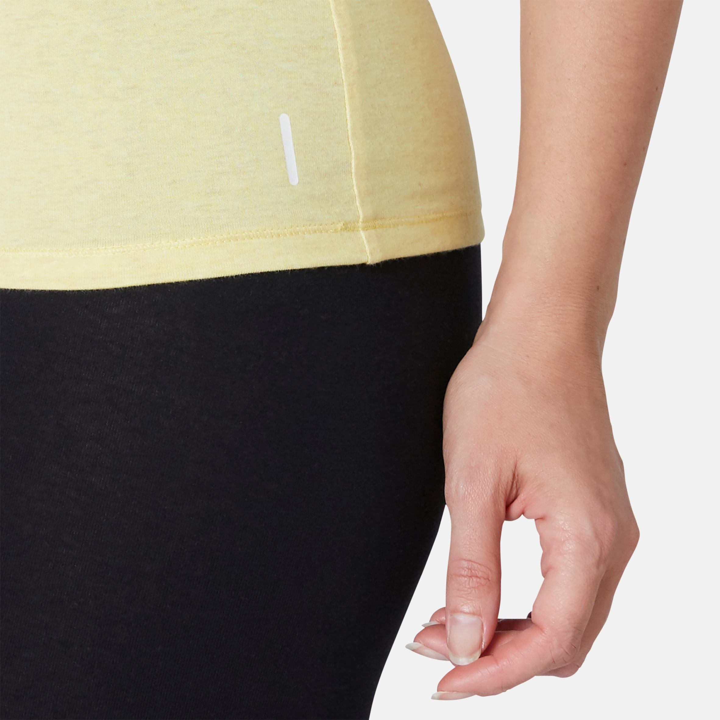 Women's Slim-Fit Pilates & Gentle Gym Sport T-Shirt 500 - Yellow 7/8