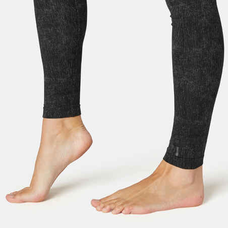 Women's Slim-Fit Fitness Leggings Fit+ 500 - Black Print