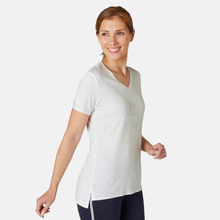 Women's Pilates & Gentle Gym Sport T-Shirt 510 - White Print