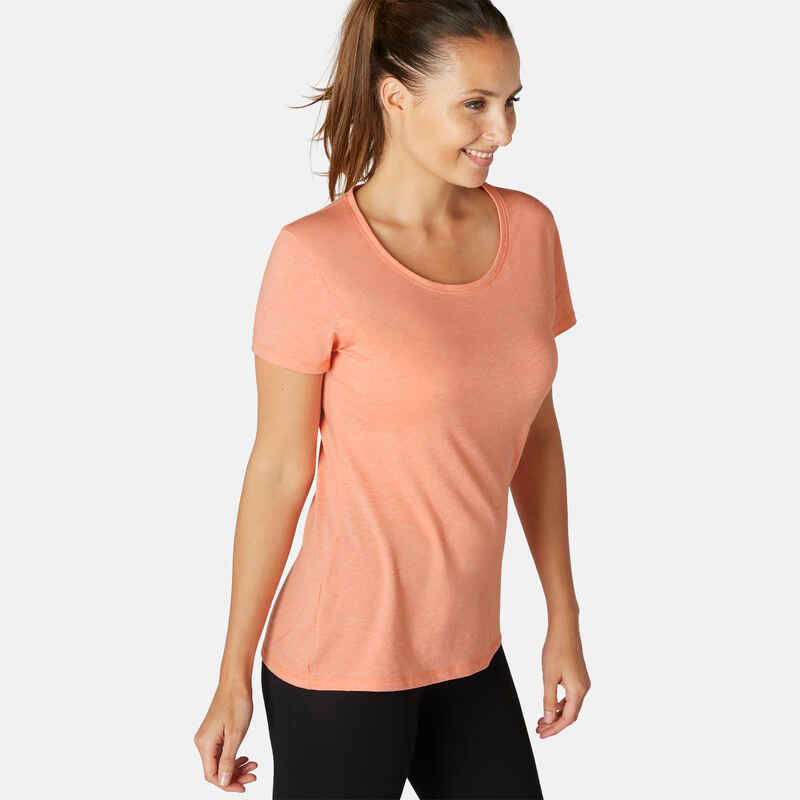 Women's Regular-Fit Fitness T-Shirt 500 - Orange