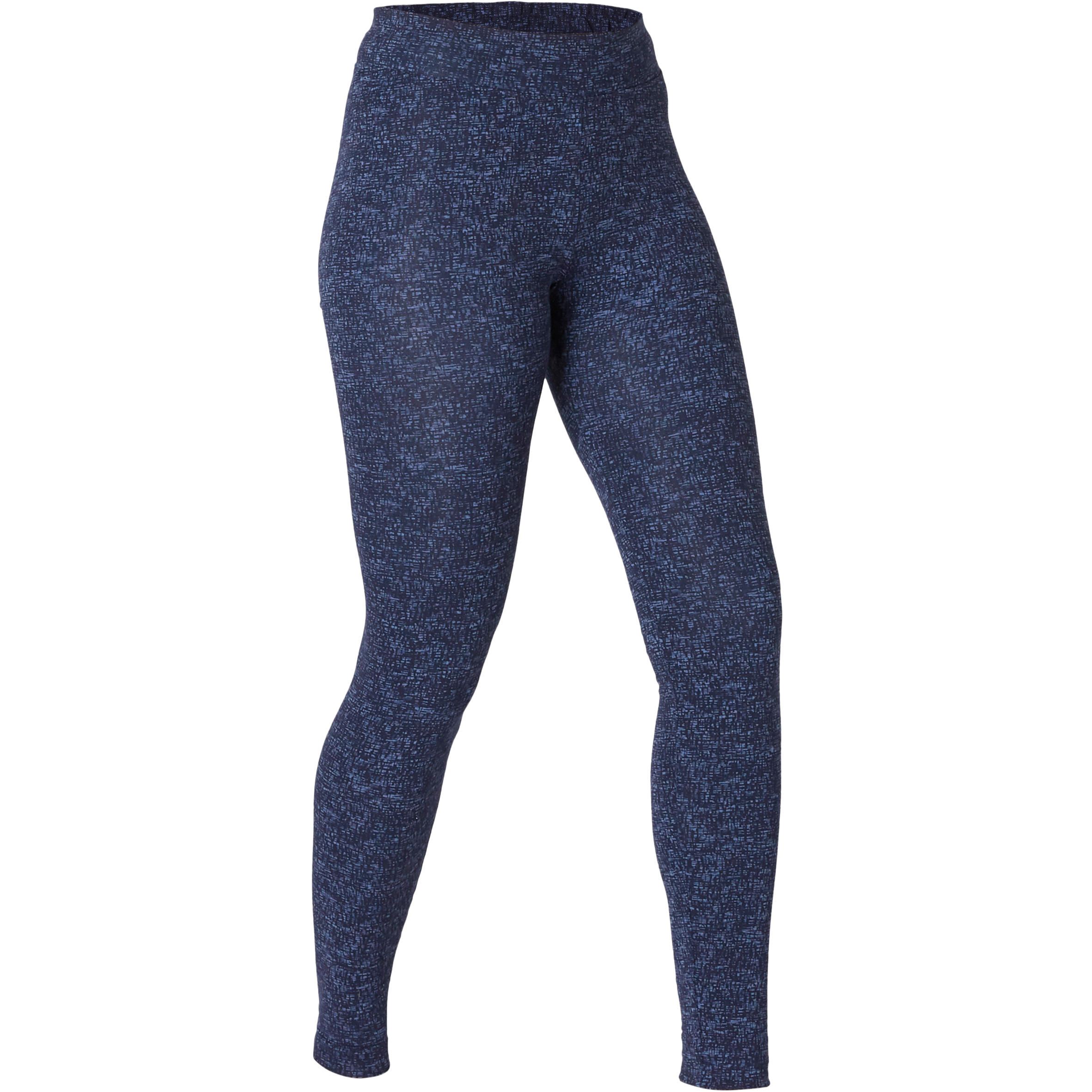 Legging fitness long coton extensible femme Fit Bleu imprim