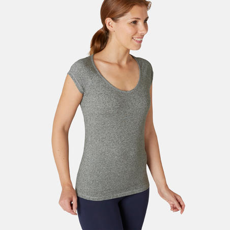Women's Slim-Fit T-Shirt 500 - Grey