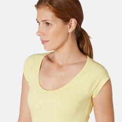 T-shirt Sport Pilates Gym Douce Femme 500 Slim Jaune