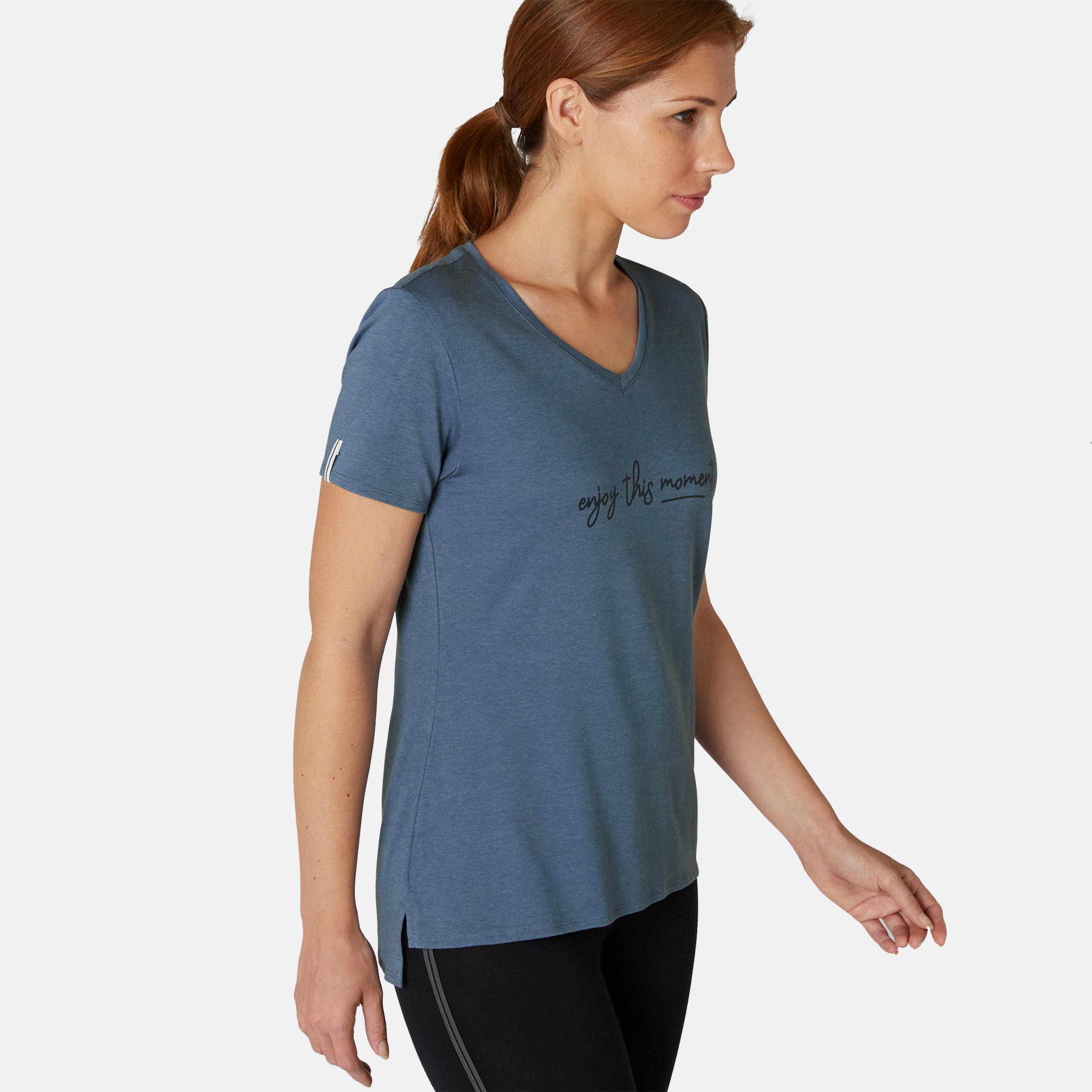 Women's Pilates & Gentle Gym Sport T-Shirt 510 - Blue Print 2/7