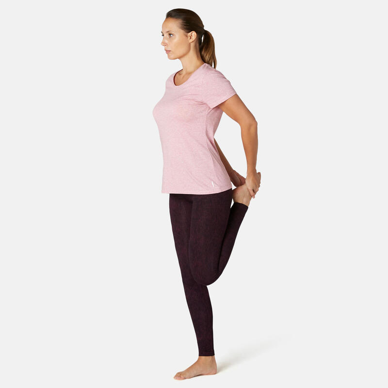 Legging fitness long coton extensible femme - Fit+ Violet imprimé