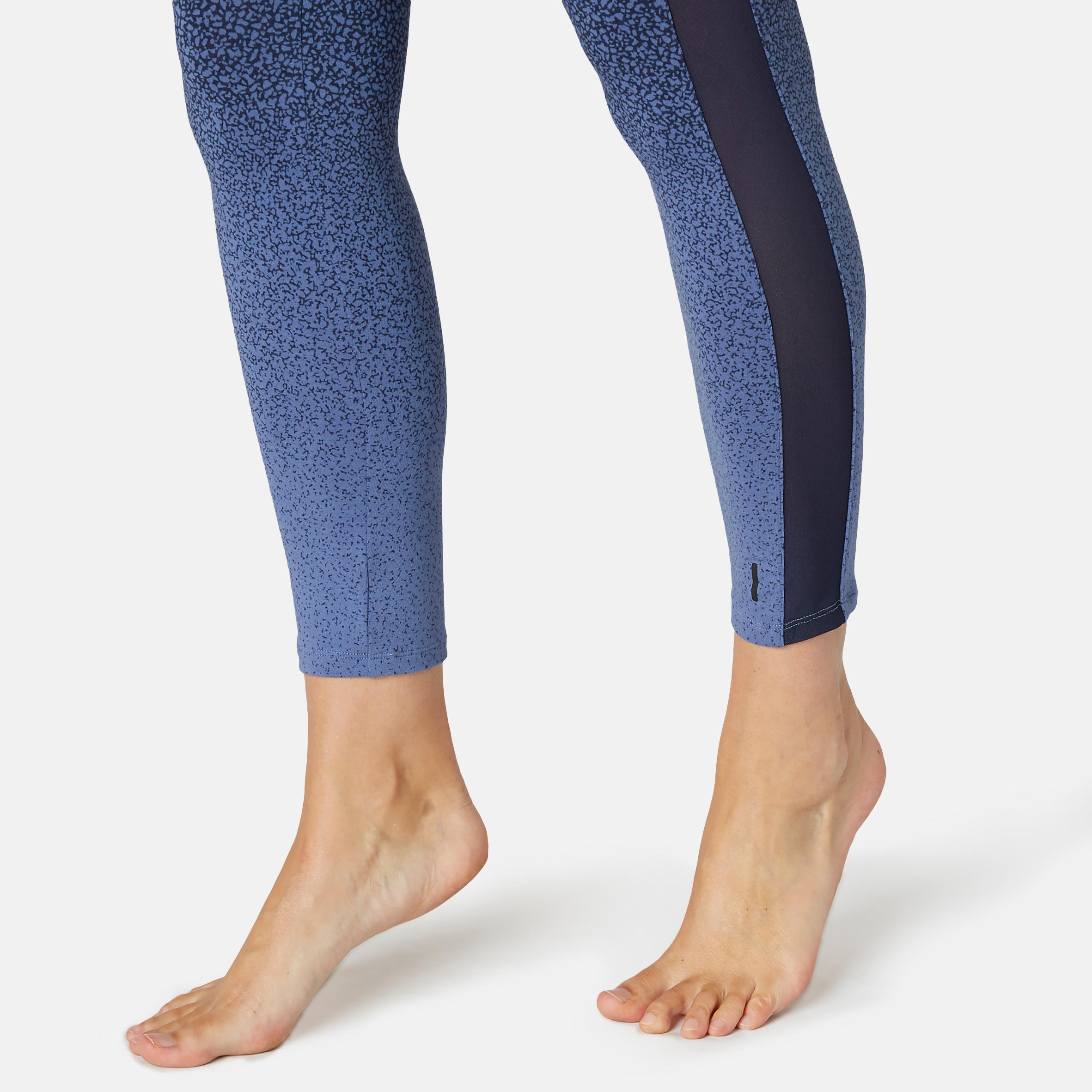 Women's Slim-Fit Pilates \u0026 Gentle Gym Sport Leggings 520 - Blue Print -  Decathlon