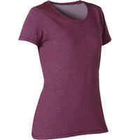 Women's Regular-Fit Pilates & Gentle Gym Sport T-Shirt 500 - Purple Print