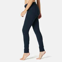 Pantalón jogger fitness ajustado de algodón con bolsillos Mujer Domyos 520 azul