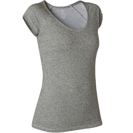 T-Shirt Slim 500 Femme Gris