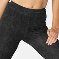 Women's Slim-Fit Fitness Leggings Fit+ 500 - Black Print