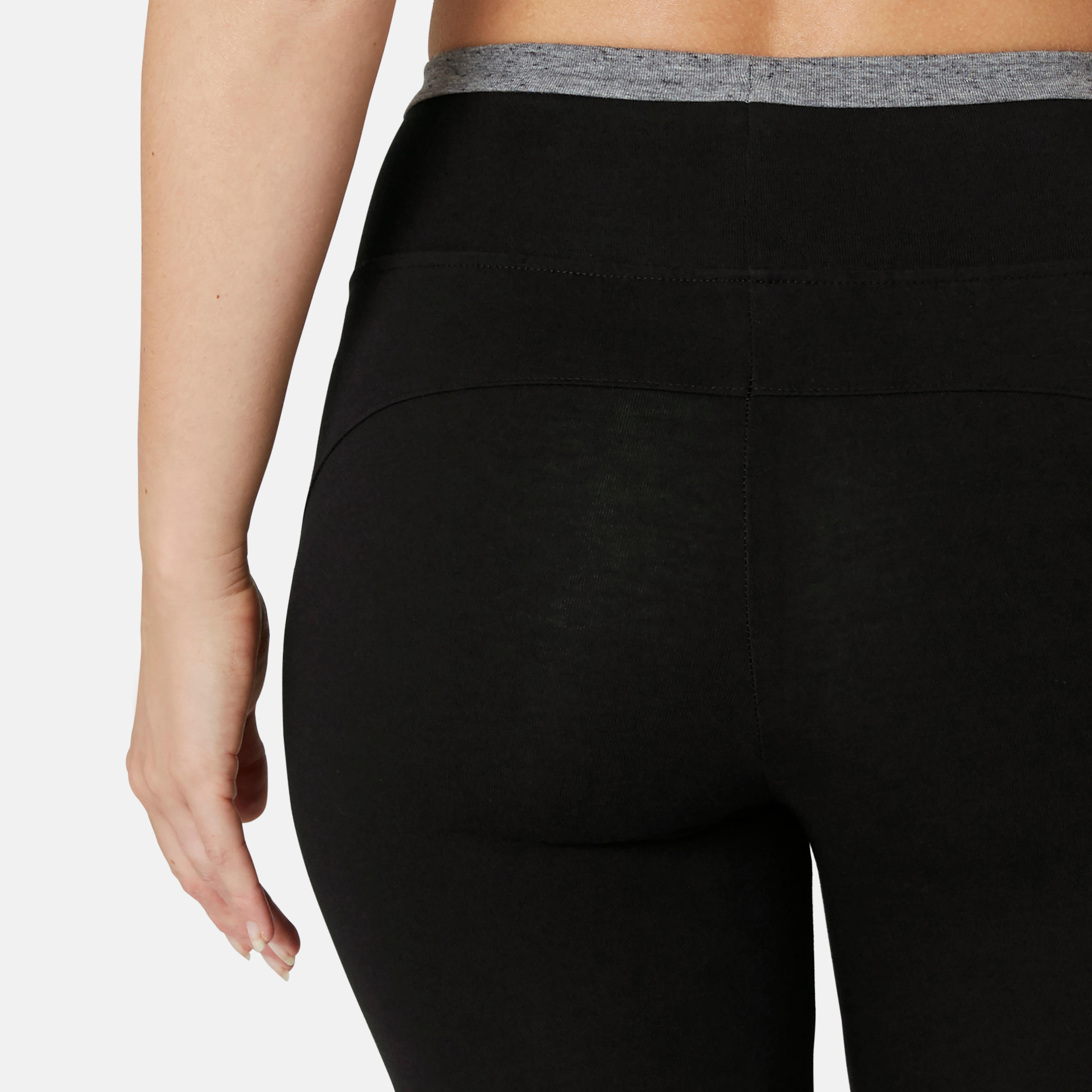 Stretchy Cotton Fitness Cropped Bottoms - Black 5/8