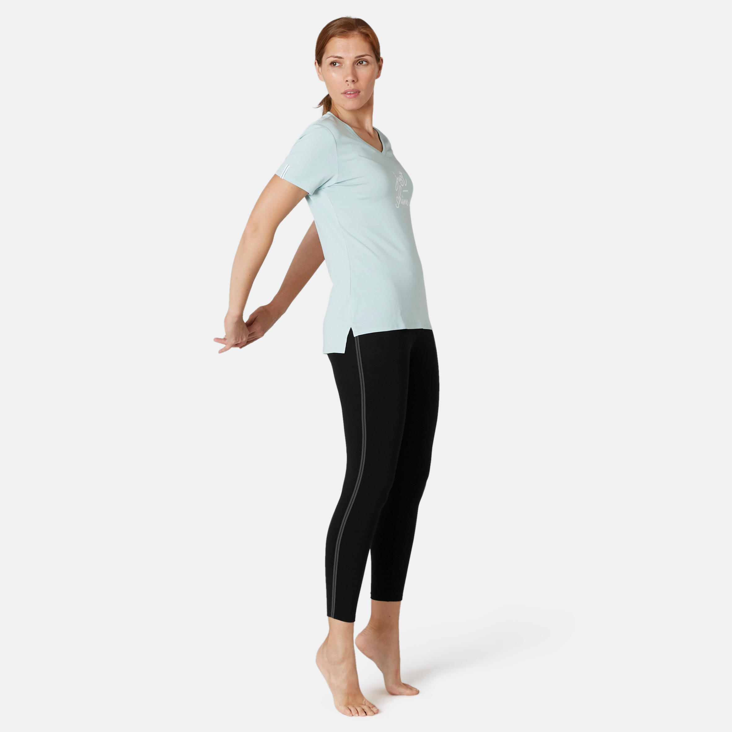 Women's Pilates & Gentle Gym Slim-Fit 7/8 Leggings 510 - Black 3/9