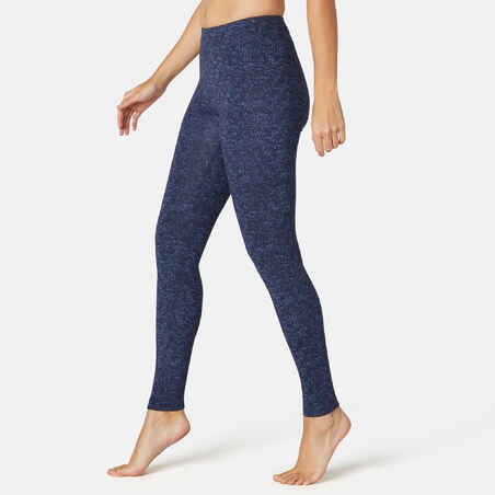 Women's Slim-Fit Fitness Leggings Fit+ 500 - Blue Print