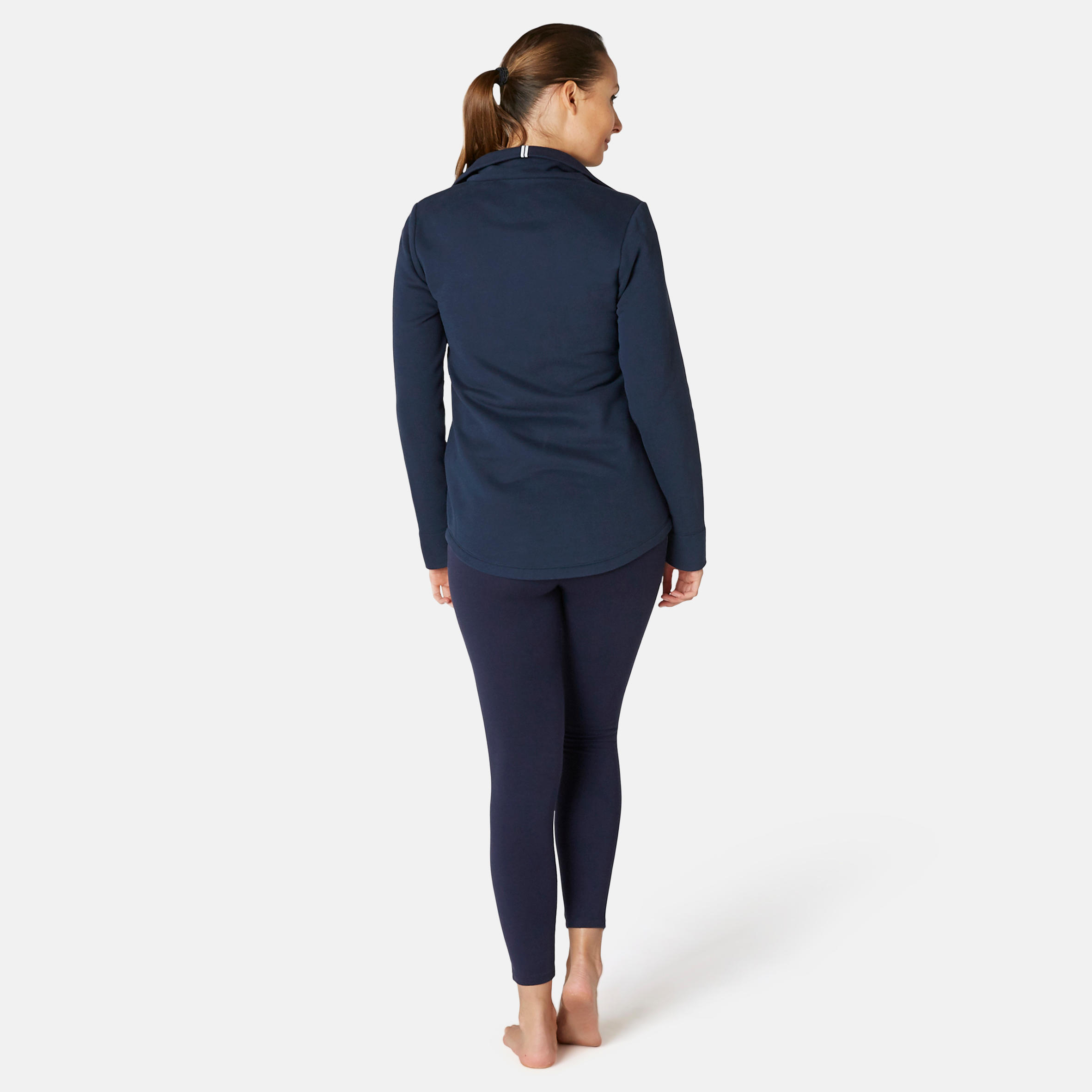 High-Neck Zippered Fitness Sweatshirt - Navy Blue 4/8