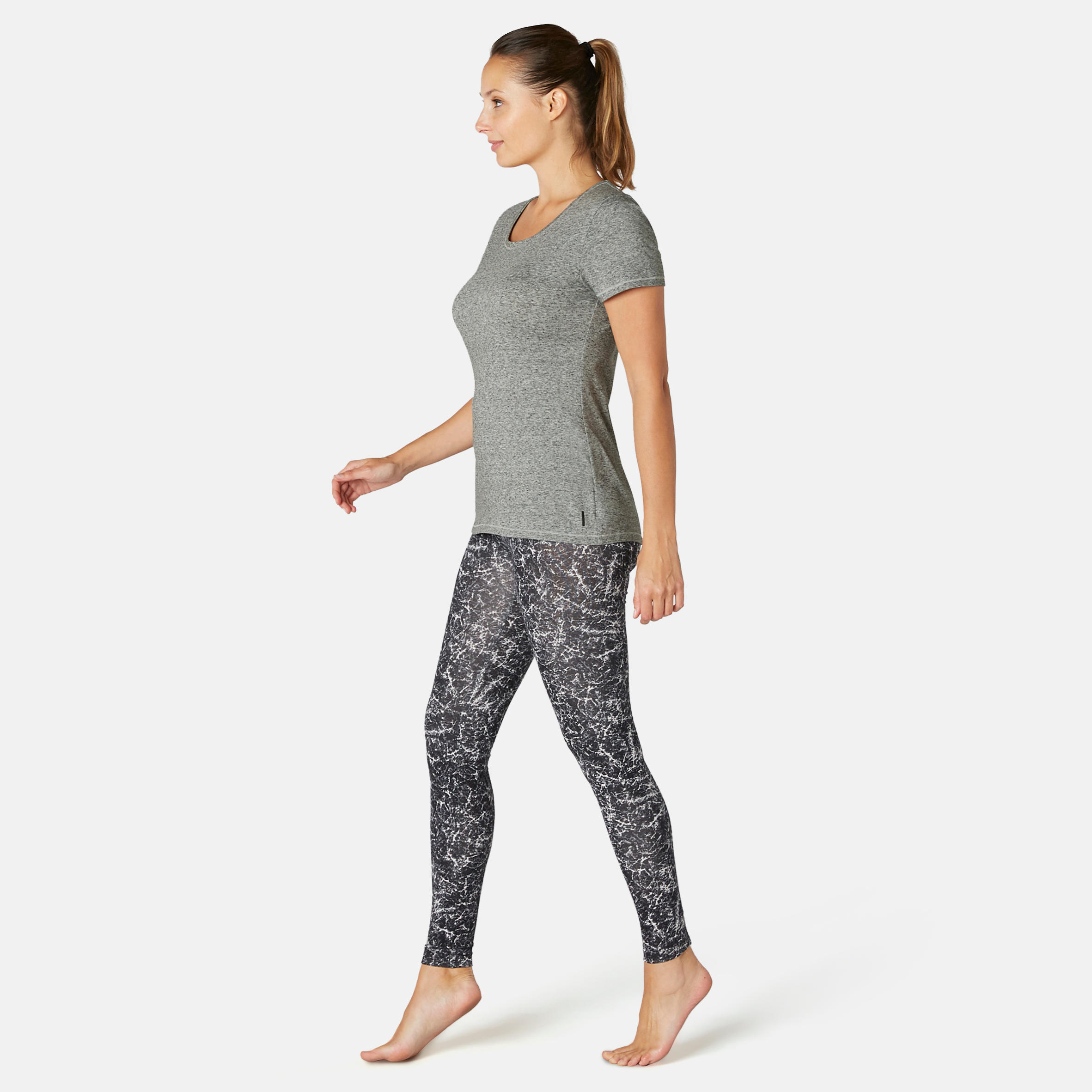 Women's Regular-Fit Fitness T-Shirt 500 - Grey 2/6