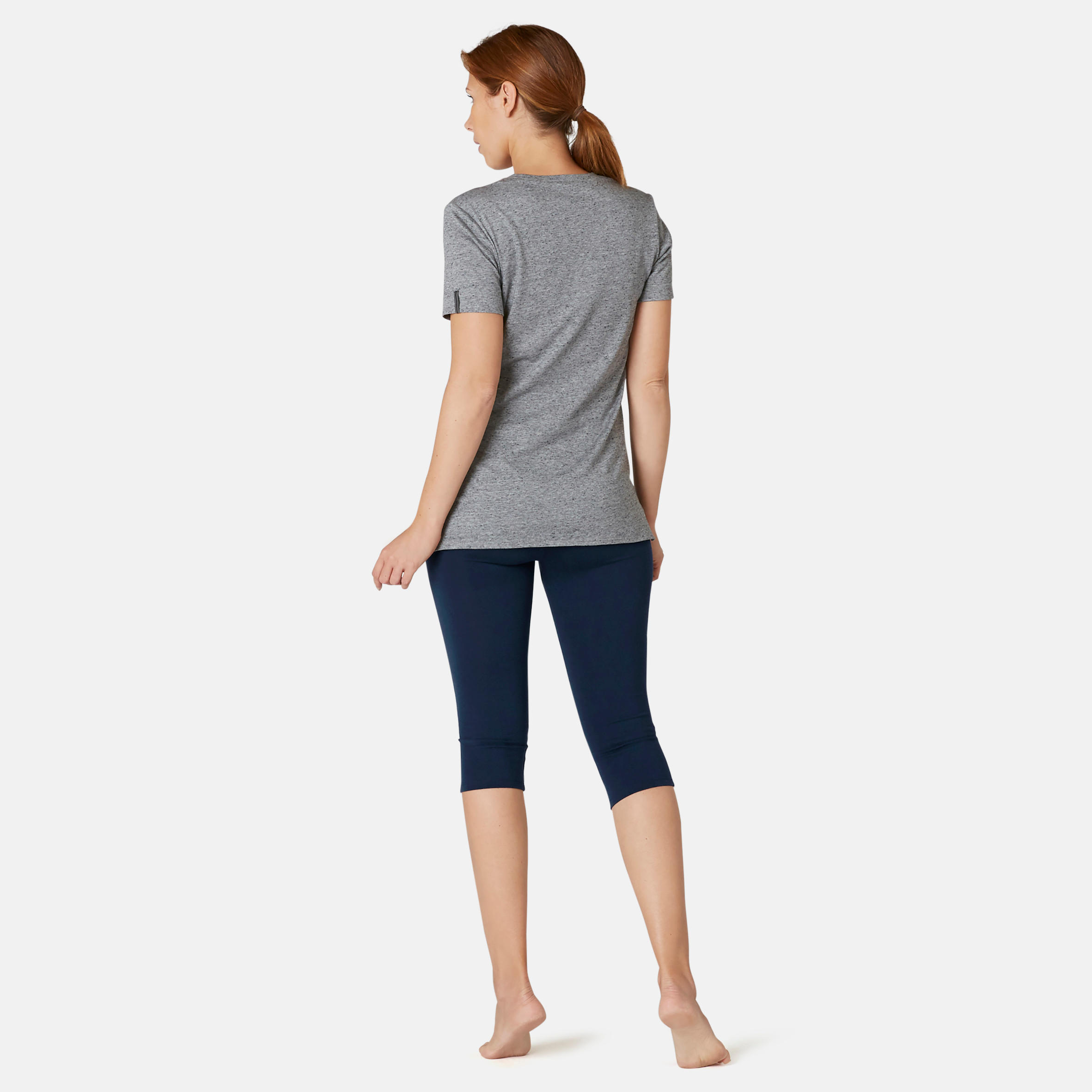 Stretchy Cotton Fitness Cropped Bottoms - Navy 4/8