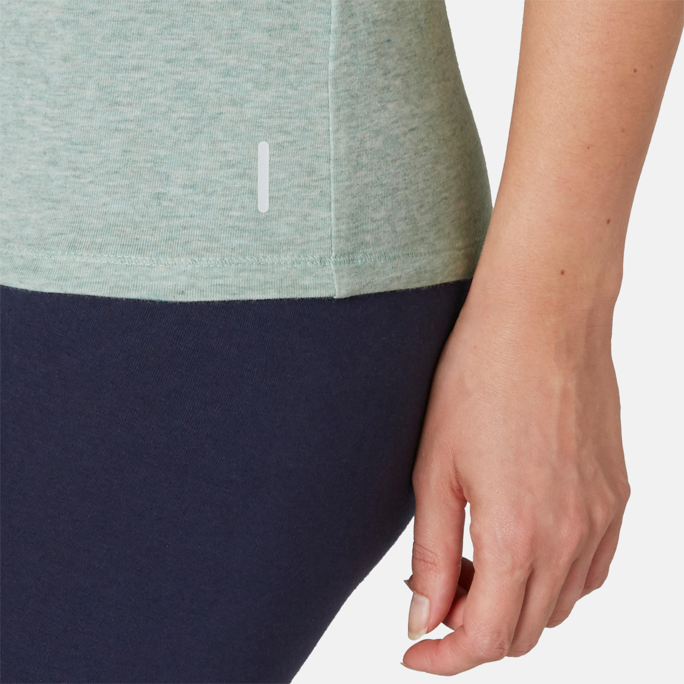 Women's Slim-Fit Pilates & Gentle Gym Sport T-Shirt 500 - Green 7/9