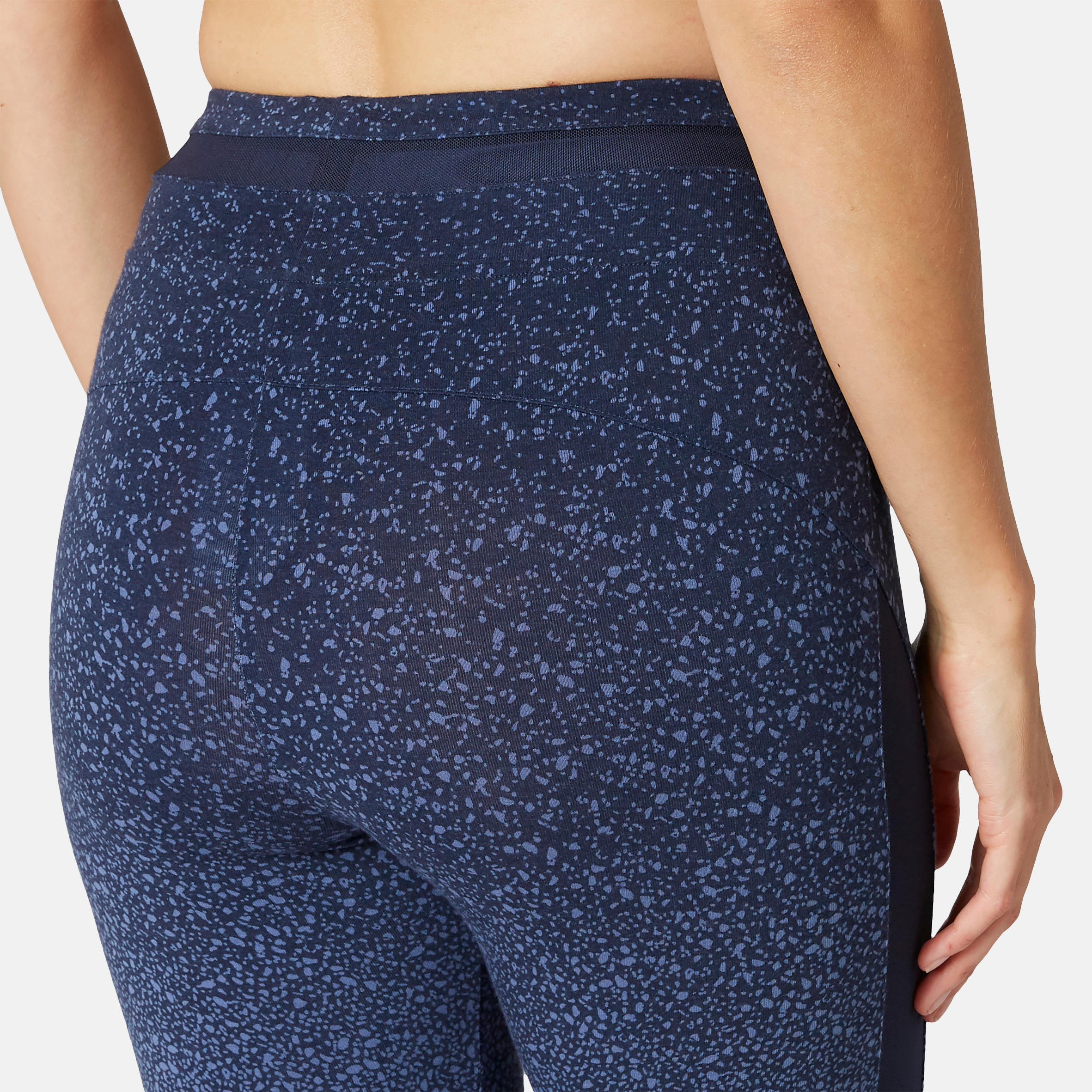 Women's Slim-Fit Pilates \u0026 Gentle Gym Sport Leggings 520 - Blue Print -  Decathlon