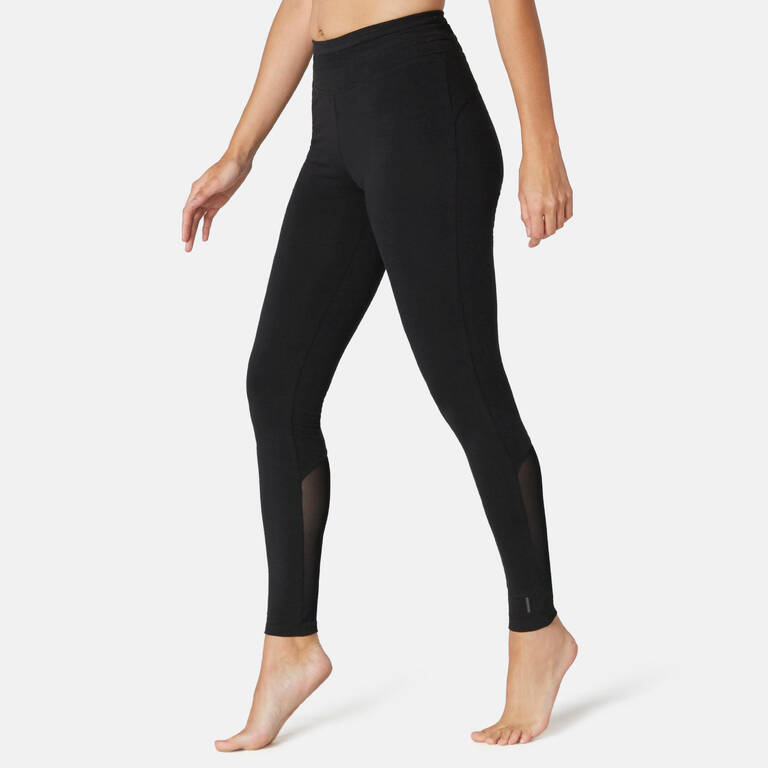 Legging Olahraga Pilates & Senam Ringan Slim-Fit Wanita 520 - Hitam