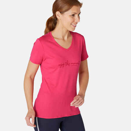 Women's Pilates & Gentle Gym Sport T-Shirt 510 - Pink Print