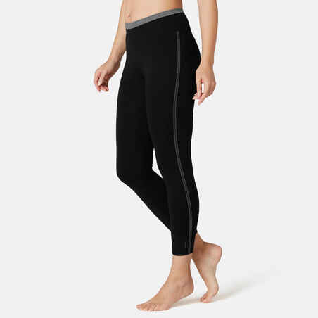 Legging 7/8 Sport Pilates Gym Douce Femme 510 Slim Noir