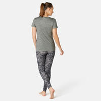 T-shirt fitness manches courtes coton extensible col rond femme gris