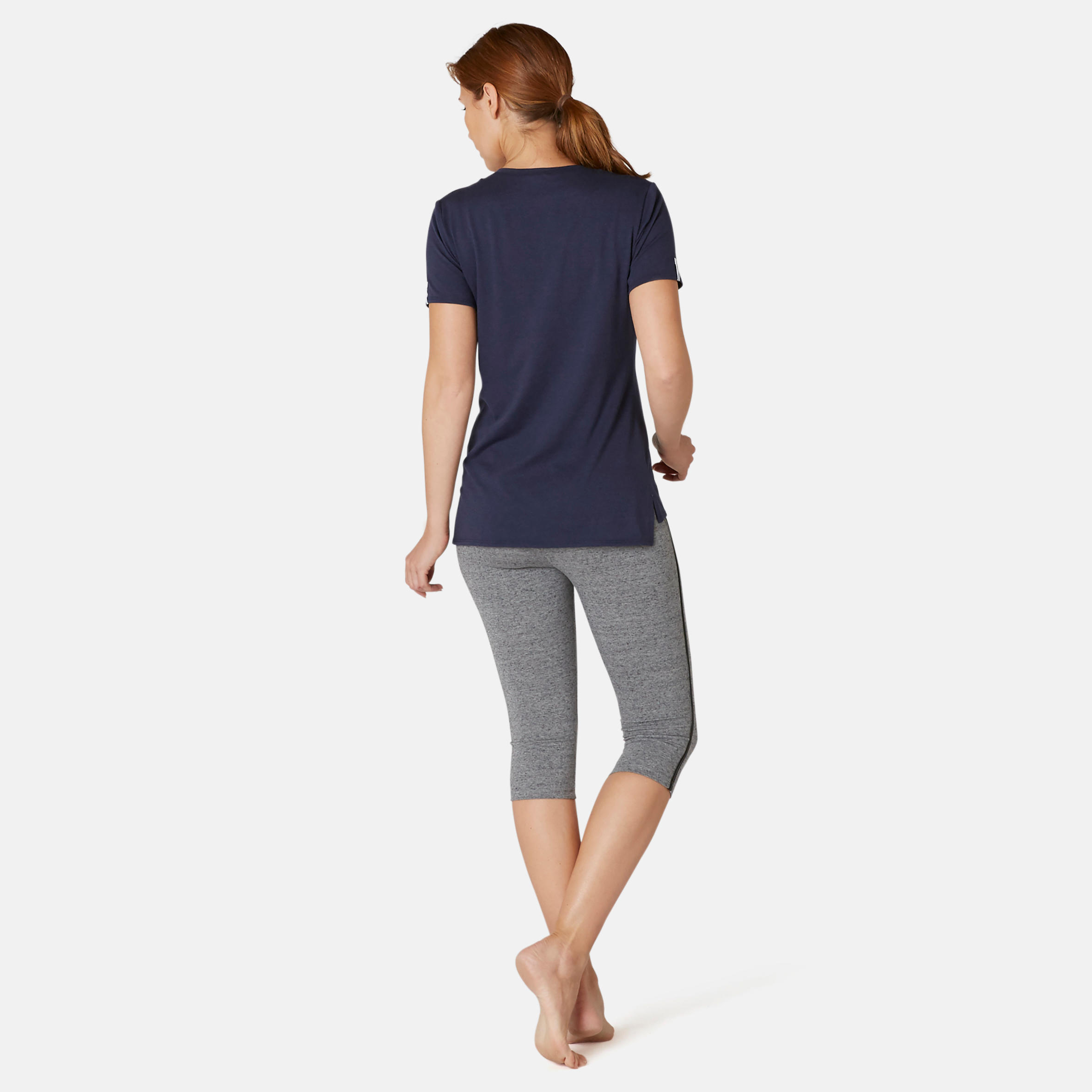 Stretchy Cotton Fitness Cropped Bottoms - Grey 4/8