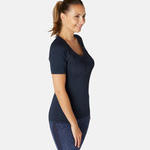 Nyamba T-shirt voor pilates en lichte gym dames 530 marineblauw