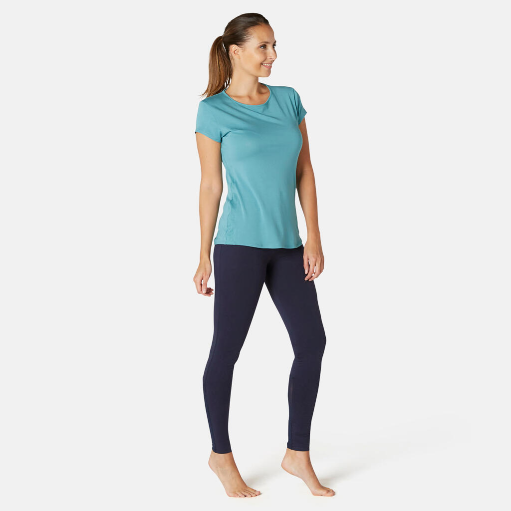 Legging Coton Extensible Fitness Taille Haute avec Mesh Vert