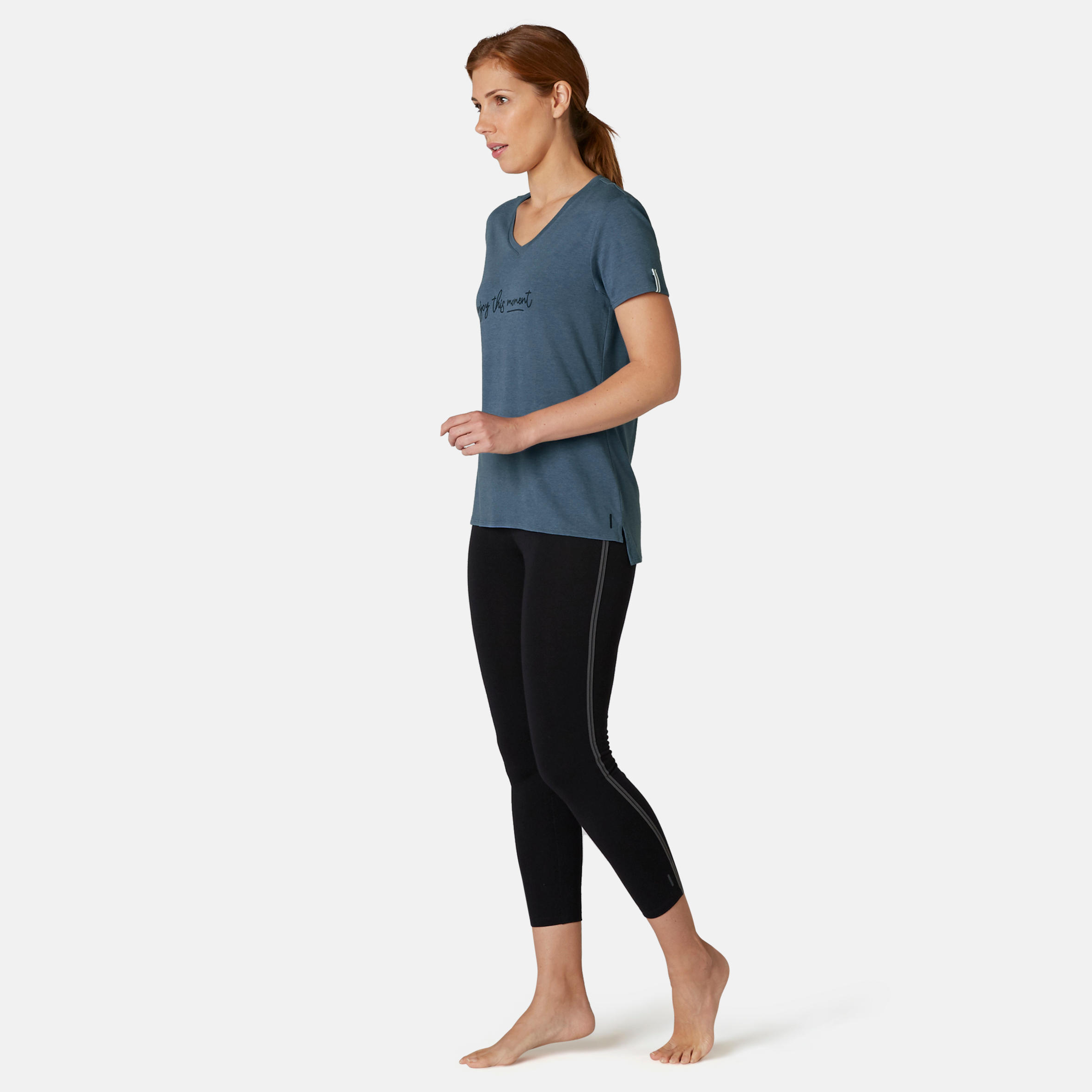Women's Pilates & Gentle Gym Sport T-Shirt 510 - Blue Print 3/7